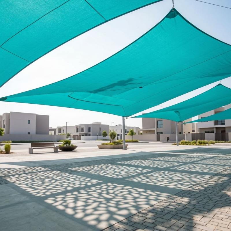 Shade Sail 100% Virgin HDPE UV Block Permeable Mesh Markis